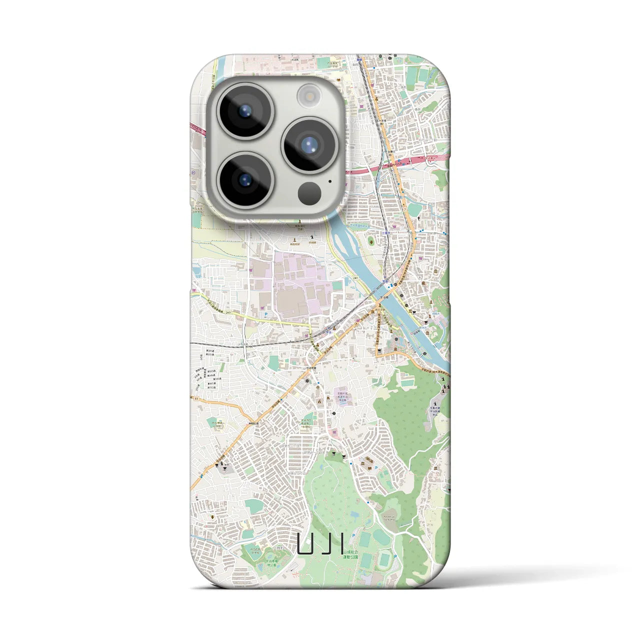 【宇治】地図柄iPhoneケース（バックカバータイプ・ナチュラル）iPhone 15 Pro 用