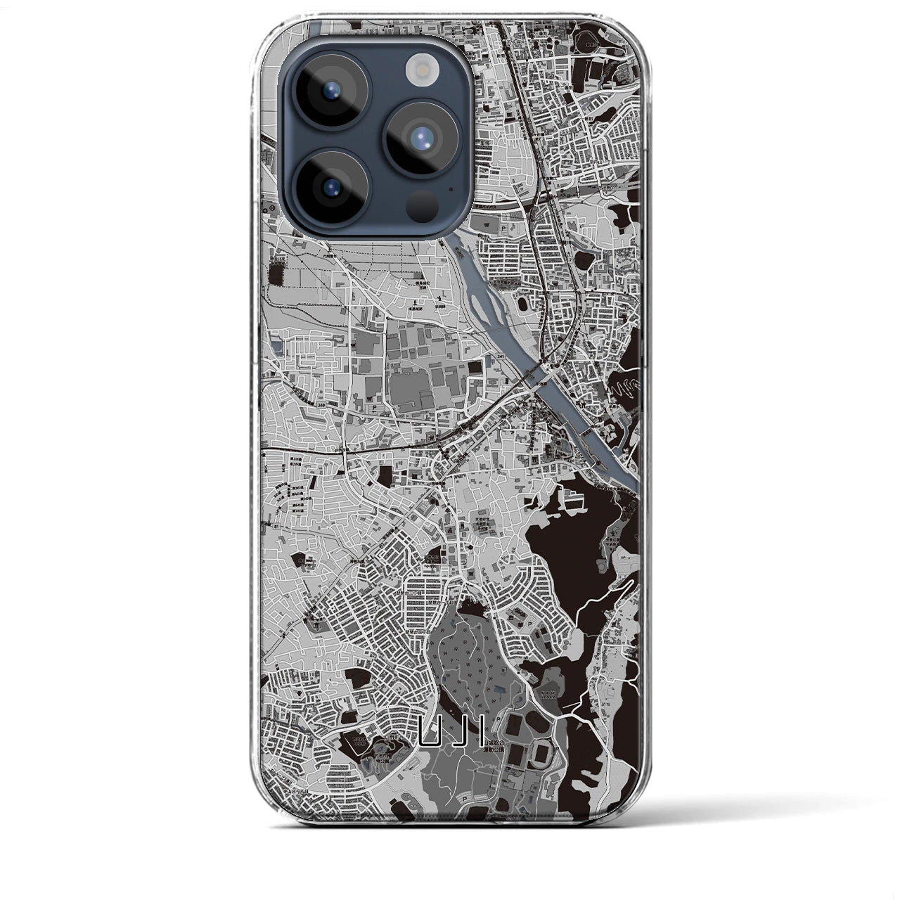 【宇治】地図柄iPhoneケース（クリアタイプ・モノトーン）iPhone 15 Pro Max 用