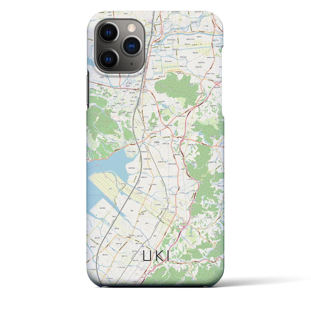 【宇城】地図柄iPhoneケース（バックカバータイプ・ナチュラル）iPhone 11 Pro Max 用