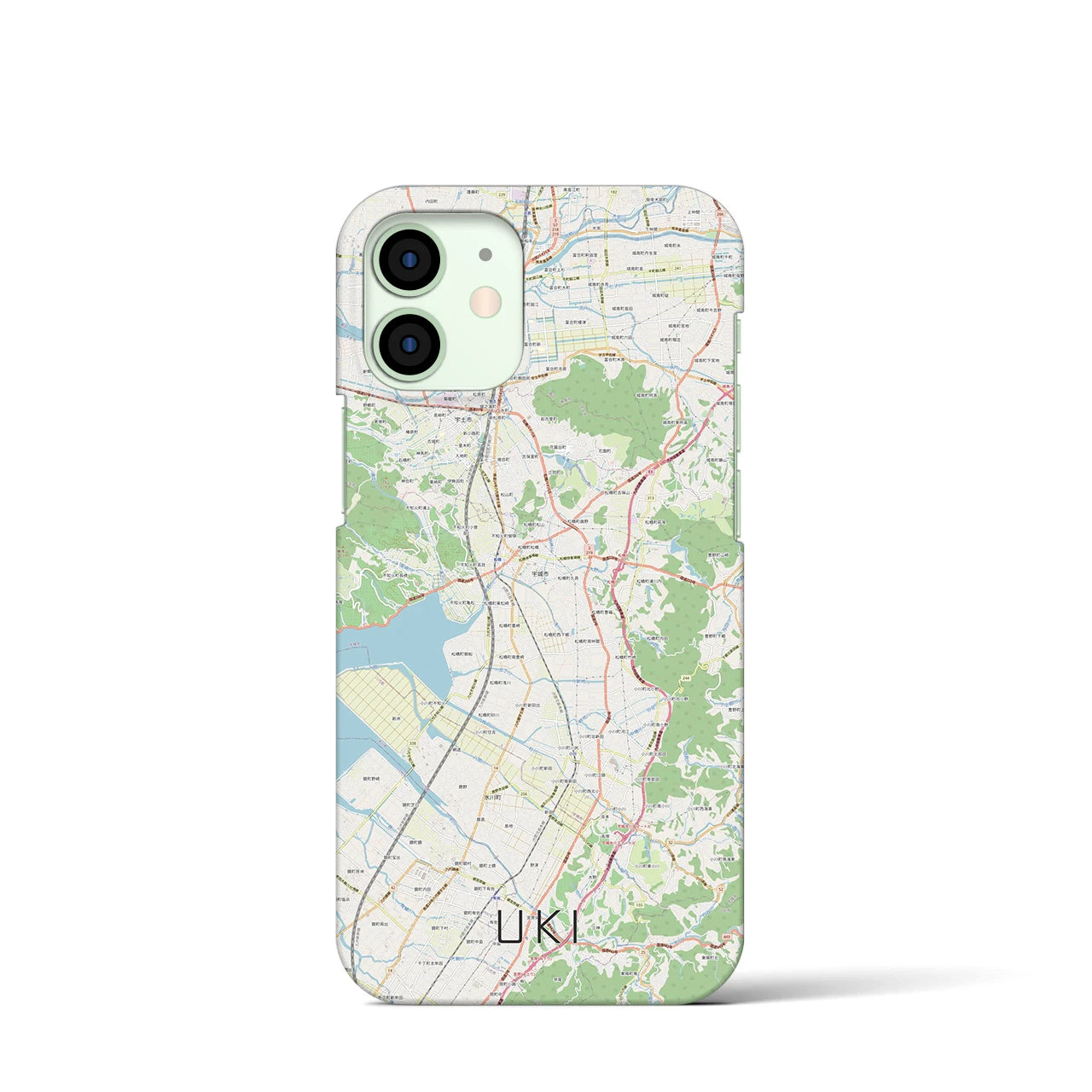 【宇城】地図柄iPhoneケース（バックカバータイプ・ナチュラル）iPhone 12 mini 用
