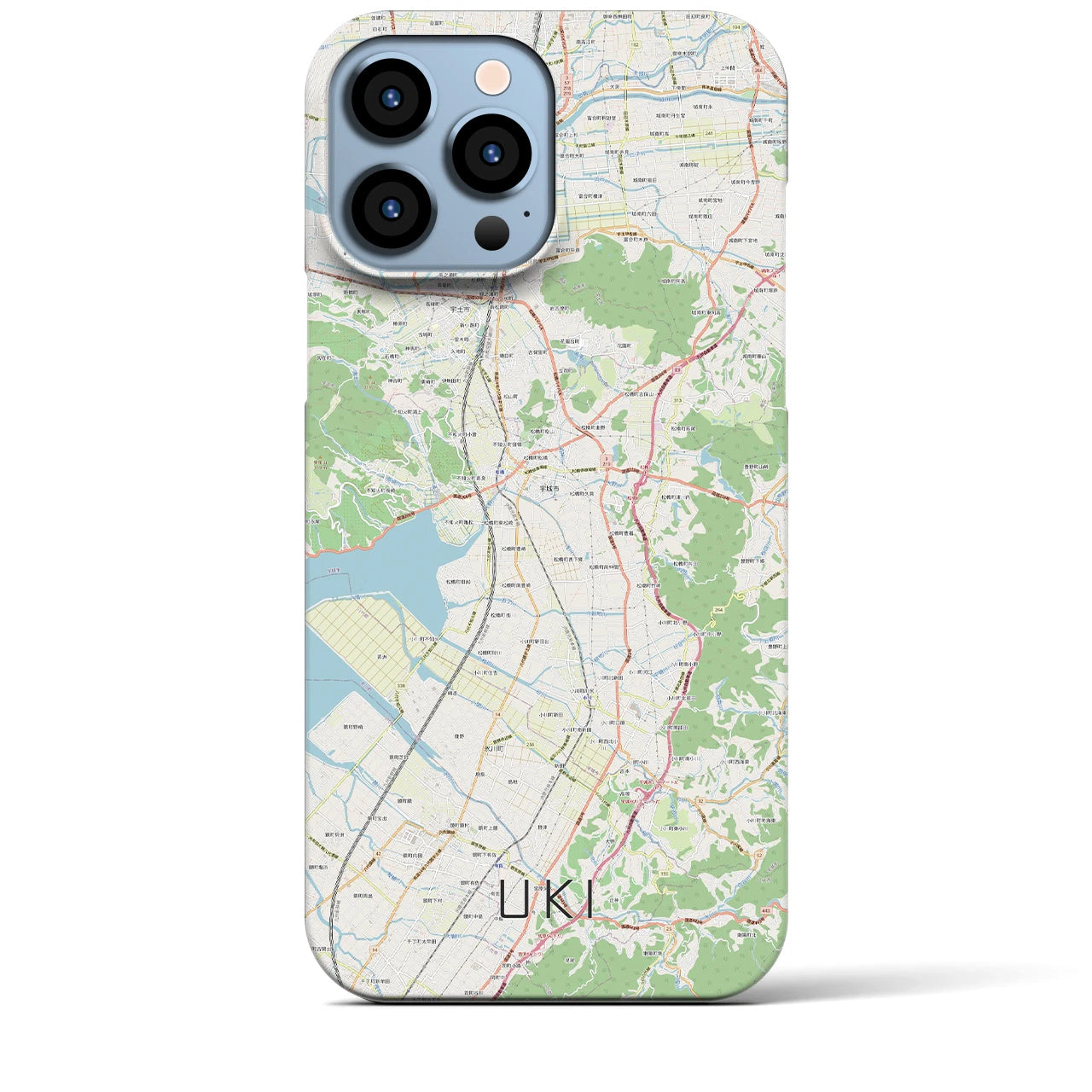 【宇城】地図柄iPhoneケース（バックカバータイプ・ナチュラル）iPhone 13 Pro Max 用