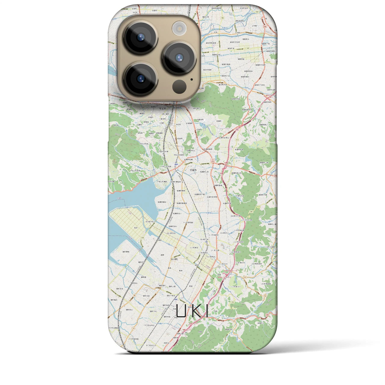 【宇城】地図柄iPhoneケース（バックカバータイプ・ナチュラル）iPhone 14 Pro Max 用