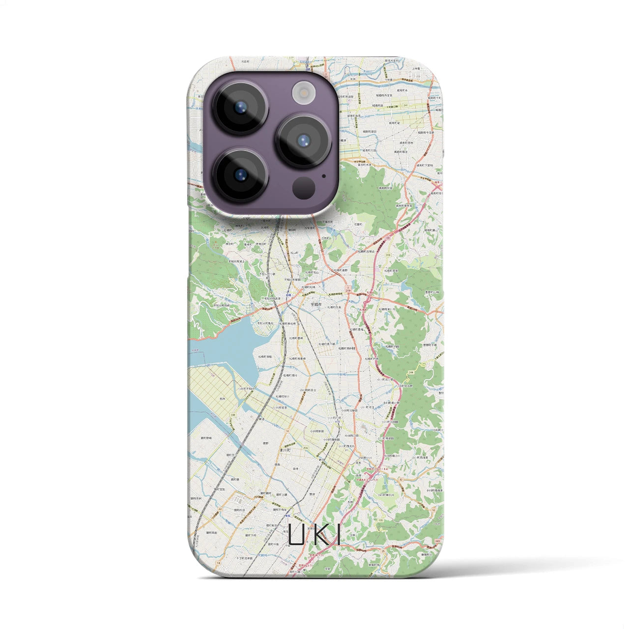 【宇城】地図柄iPhoneケース（バックカバータイプ・ナチュラル）iPhone 14 Pro 用