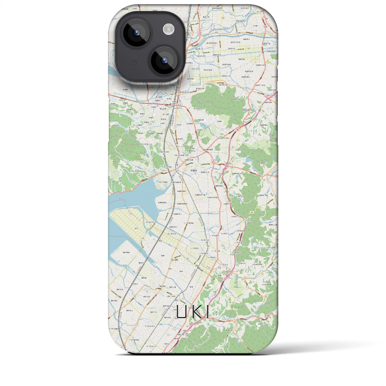 【宇城】地図柄iPhoneケース（バックカバータイプ・ナチュラル）iPhone 14 Plus 用