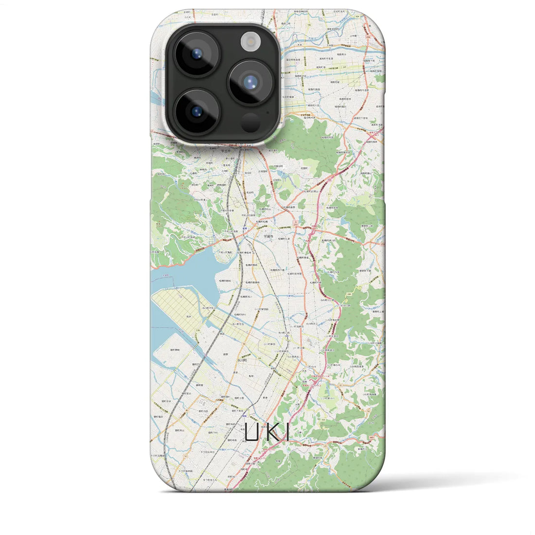 【宇城】地図柄iPhoneケース（バックカバータイプ・ナチュラル）iPhone 15 Pro Max 用