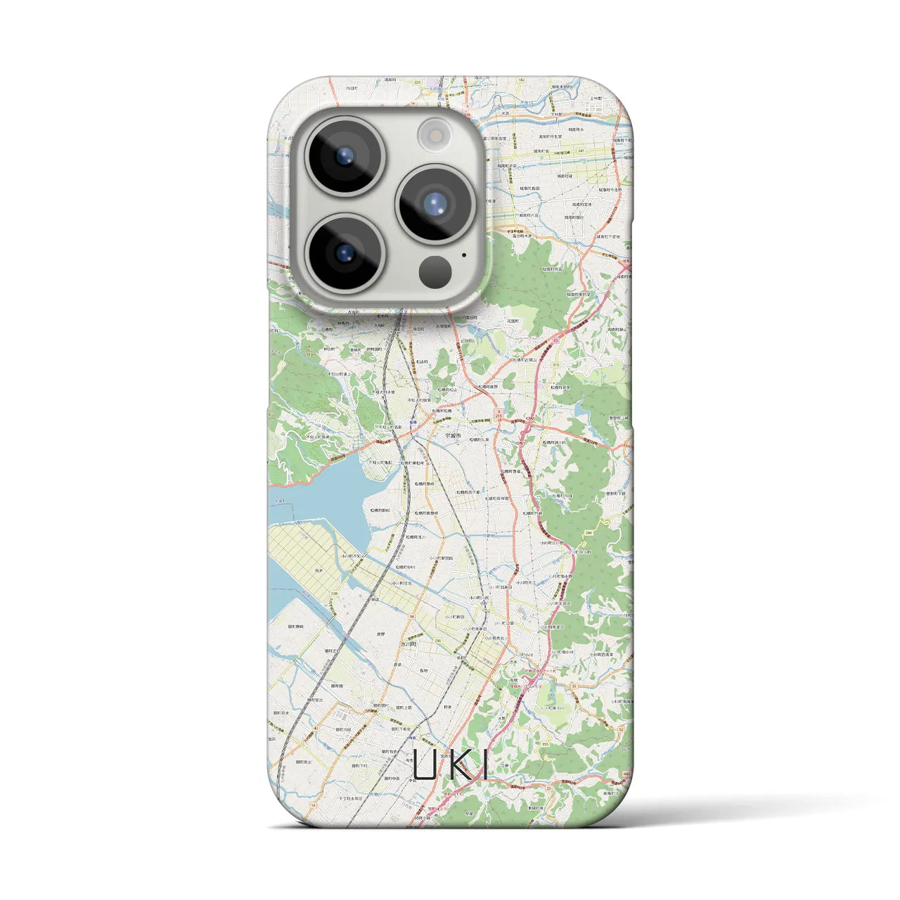 【宇城】地図柄iPhoneケース（バックカバータイプ・ナチュラル）iPhone 15 Pro 用