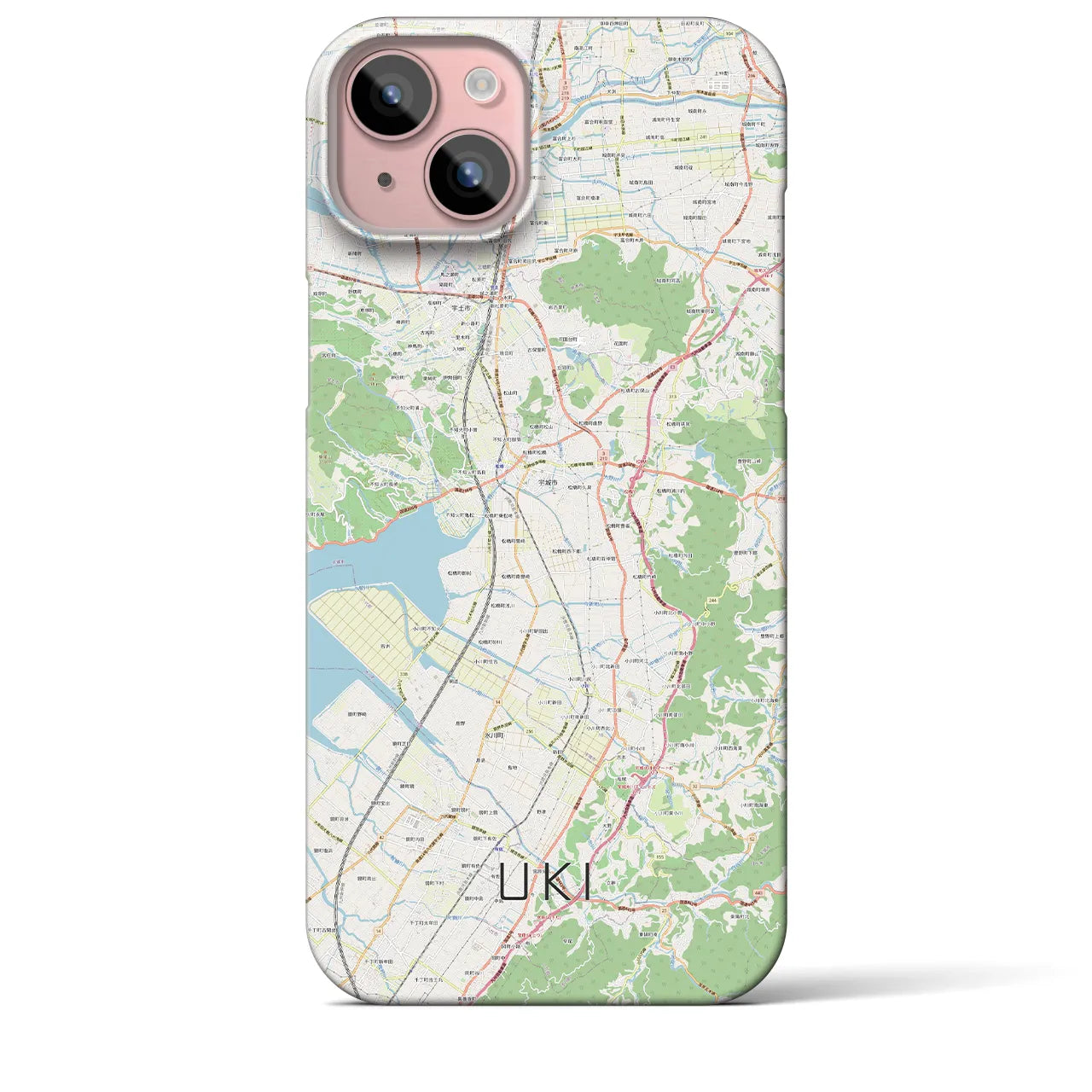 【宇城】地図柄iPhoneケース（バックカバータイプ・ナチュラル）iPhone 15 Plus 用