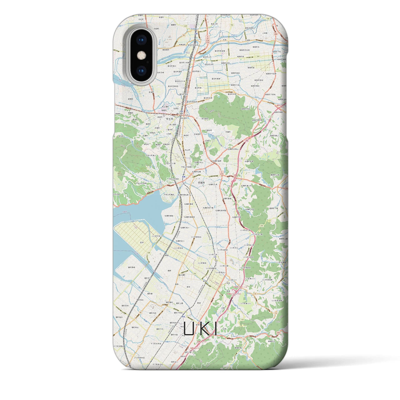 【宇城】地図柄iPhoneケース（バックカバータイプ・ナチュラル）iPhone XS Max 用