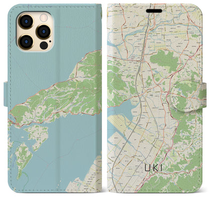 【宇城】地図柄iPhoneケース（手帳両面タイプ・ナチュラル）iPhone 12 Pro Max 用