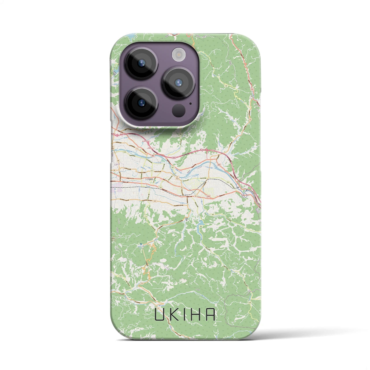 【うきは】地図柄iPhoneケース（バックカバータイプ・ナチュラル）iPhone 14 Pro 用