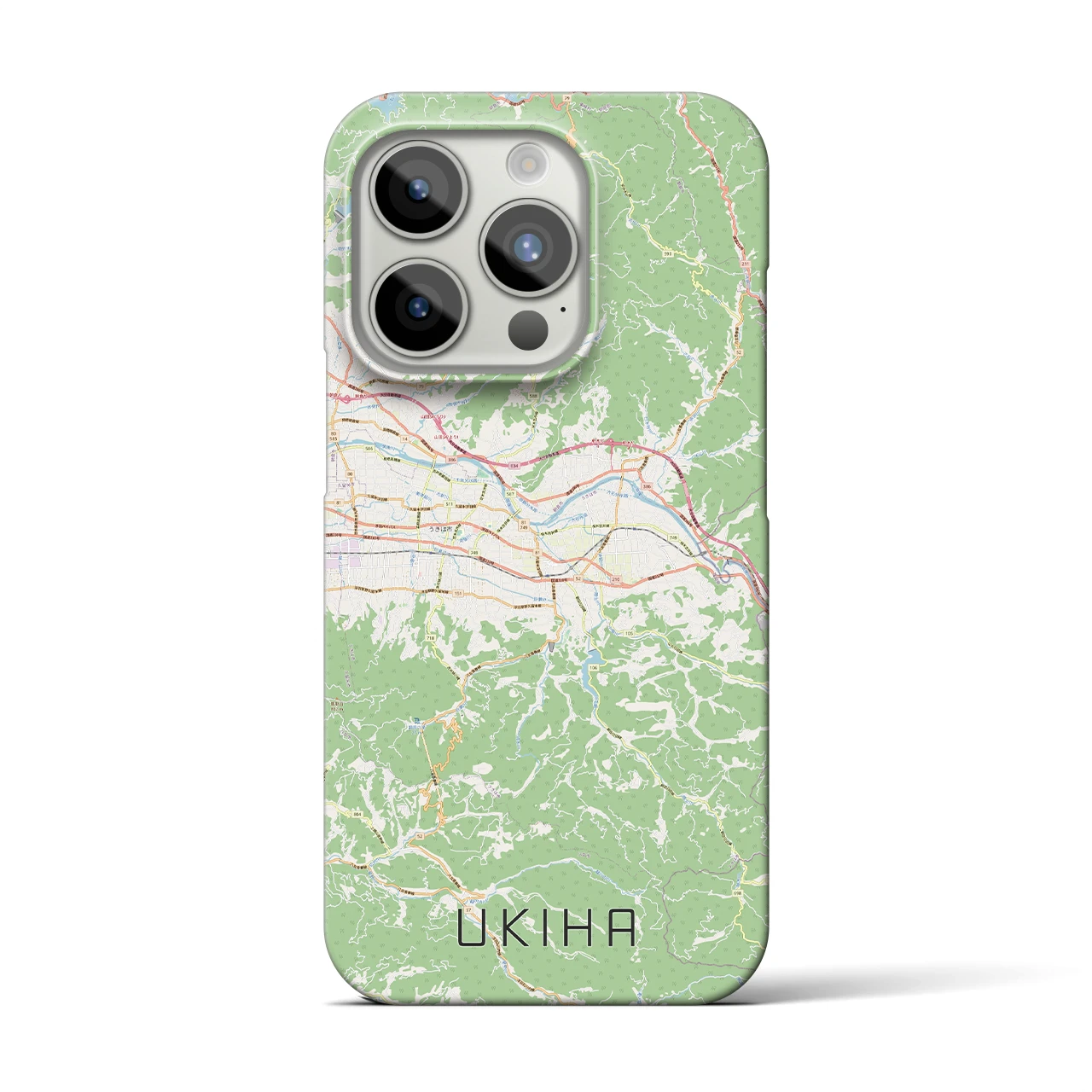 【うきは】地図柄iPhoneケース（バックカバータイプ・ナチュラル）iPhone 15 Pro 用