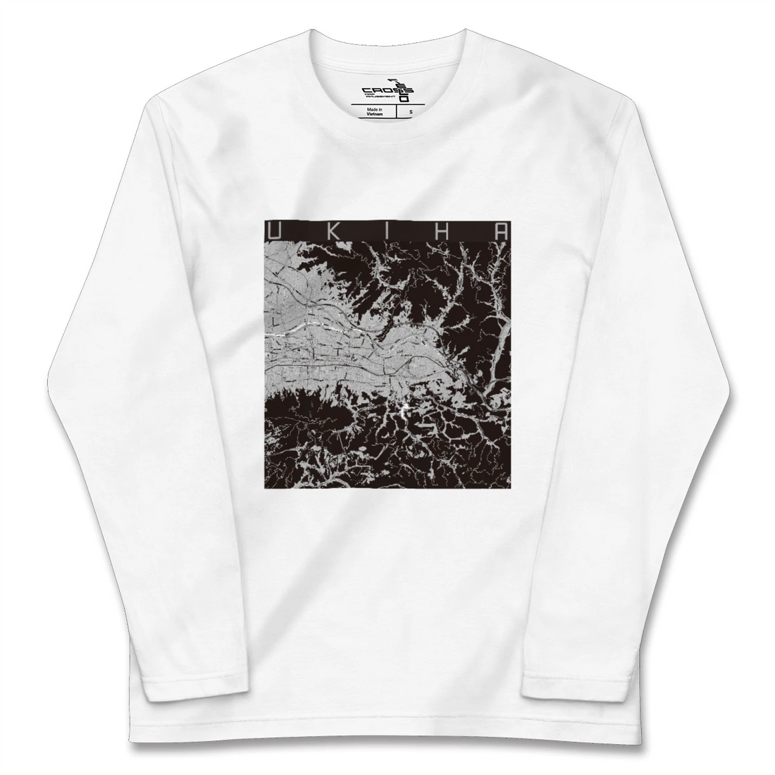 【うきは(福岡県)】地図柄ロングスリーブTシャツ