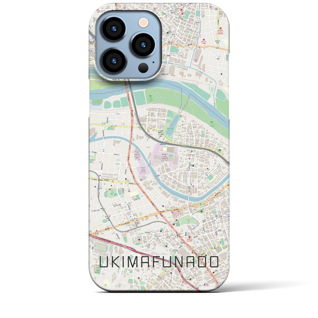 【浮間舟渡】地図柄iPhoneケース（バックカバータイプ・ナチュラル）iPhone 13 Pro Max 用