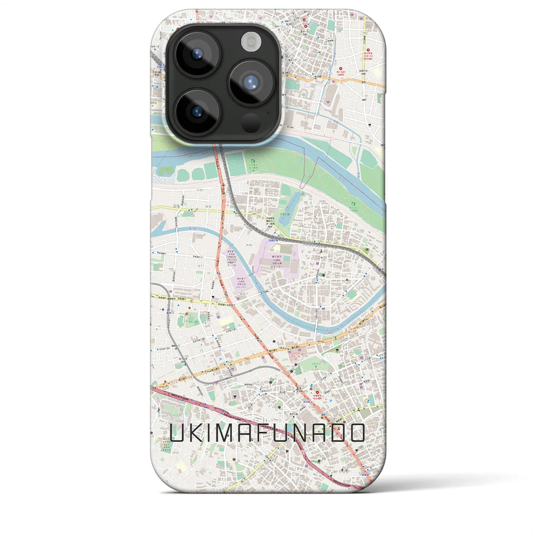 【浮間舟渡】地図柄iPhoneケース（バックカバータイプ・ナチュラル）iPhone 15 Pro Max 用