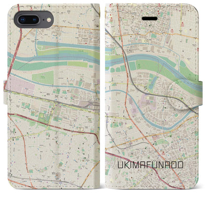 【浮間舟渡（東京都）】地図柄iPhoneケース（手帳タイプ）ナチュラル・iPhone 8Plus /7Plus / 6sPlus / 6Plus 用