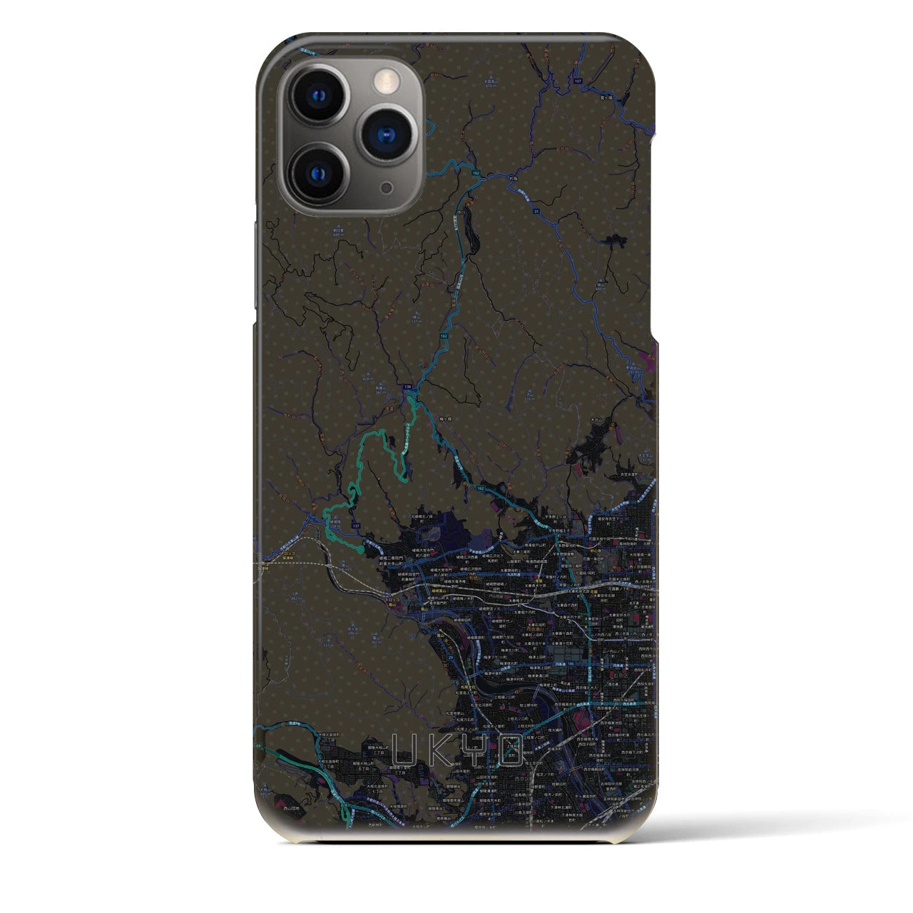 【右京】地図柄iPhoneケース（バックカバータイプ・ブラック）iPhone 11 Pro Max 用