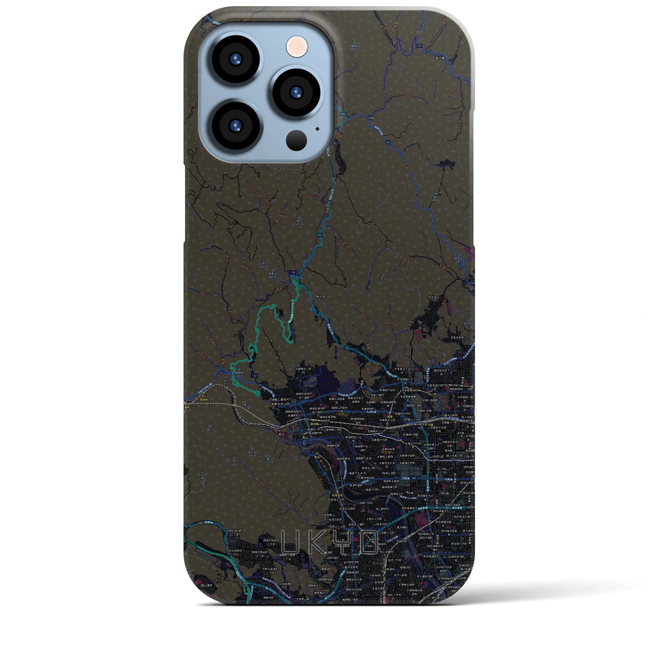 【右京】地図柄iPhoneケース（バックカバータイプ・ブラック）iPhone 13 Pro Max 用