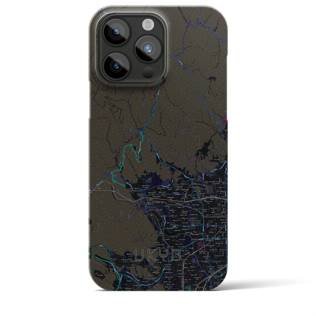 【右京】地図柄iPhoneケース（バックカバータイプ・ブラック）iPhone 15 Pro Max 用