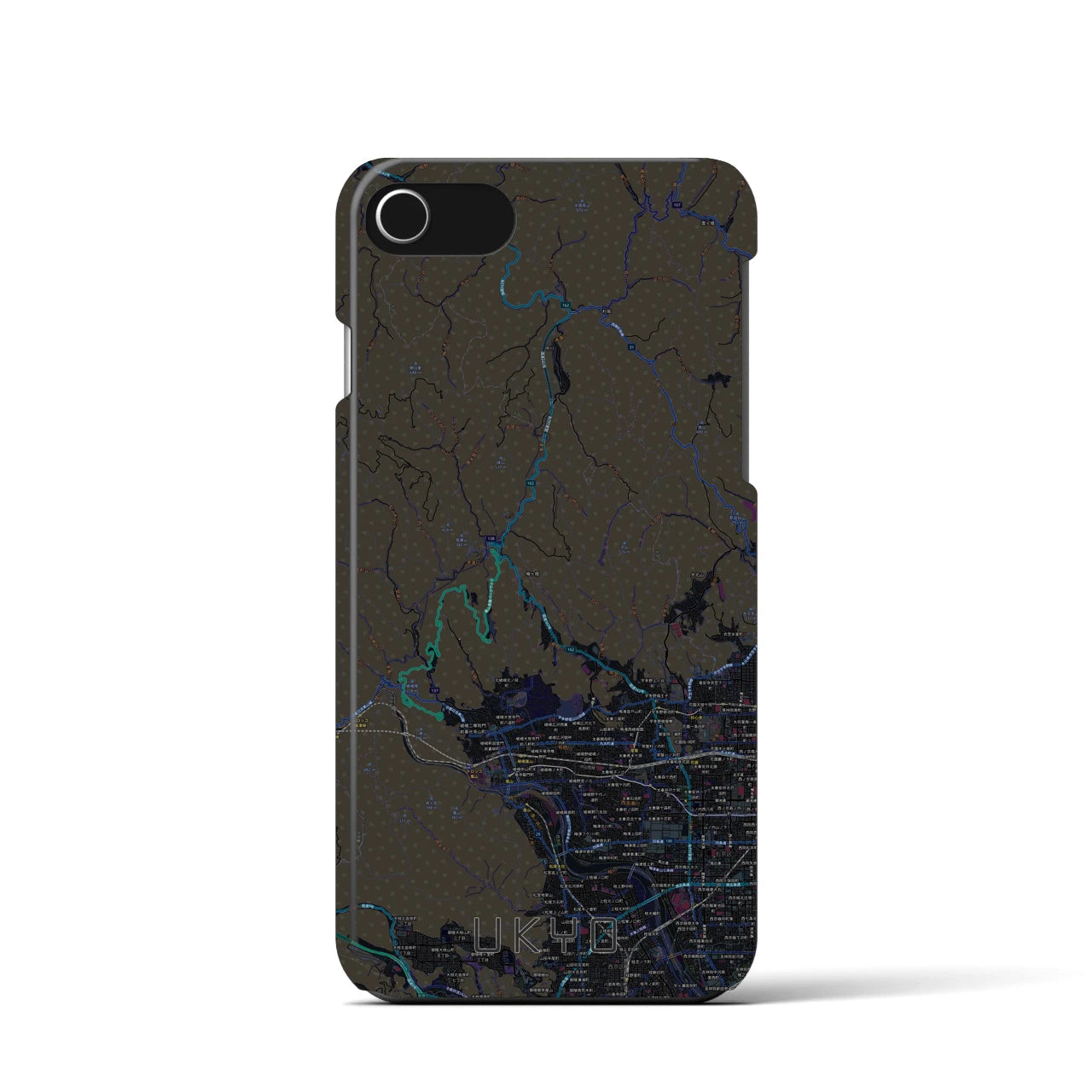 【右京】地図柄iPhoneケース（バックカバータイプ・ブラック）iPhone SE（第3 / 第2世代） / 8 / 7 / 6s / 6 用