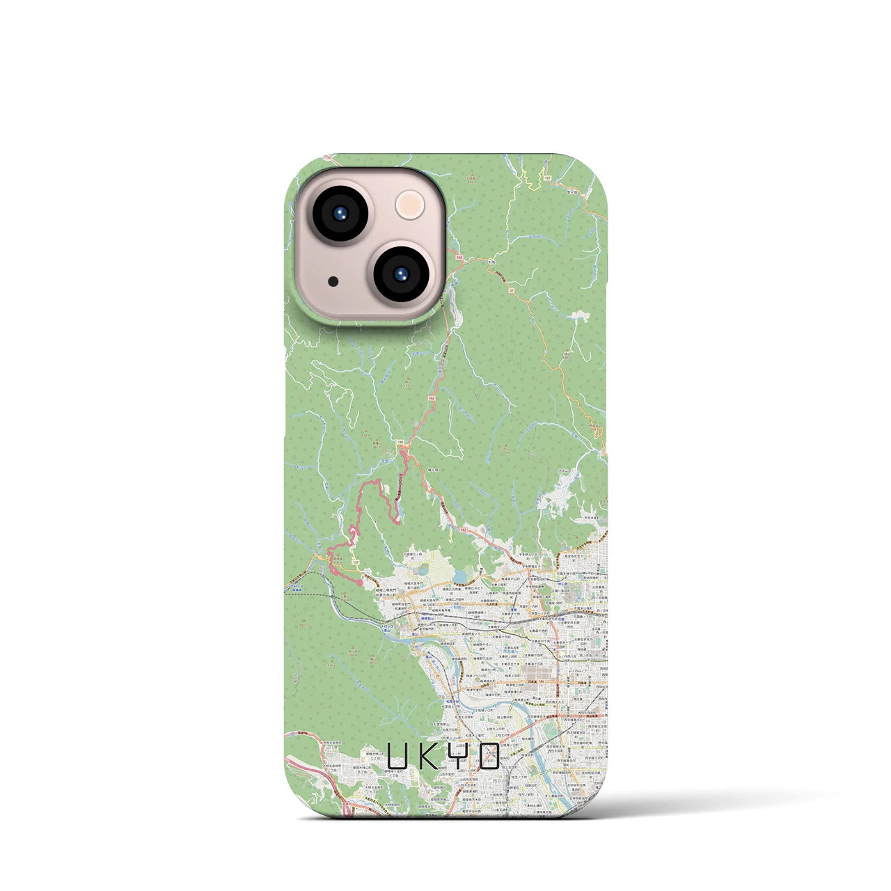 【右京】地図柄iPhoneケース（バックカバータイプ・ナチュラル）iPhone 13 mini 用