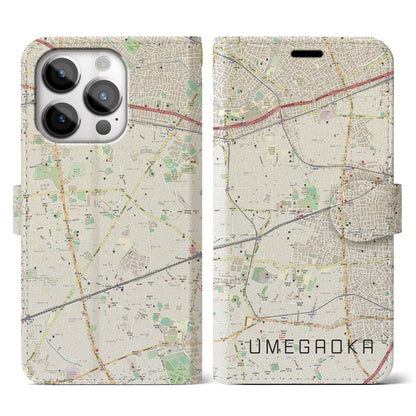 【梅ヶ丘（東京都）】地図柄iPhoneケース（手帳タイプ）ナチュラル・iPhone 14 Pro 用