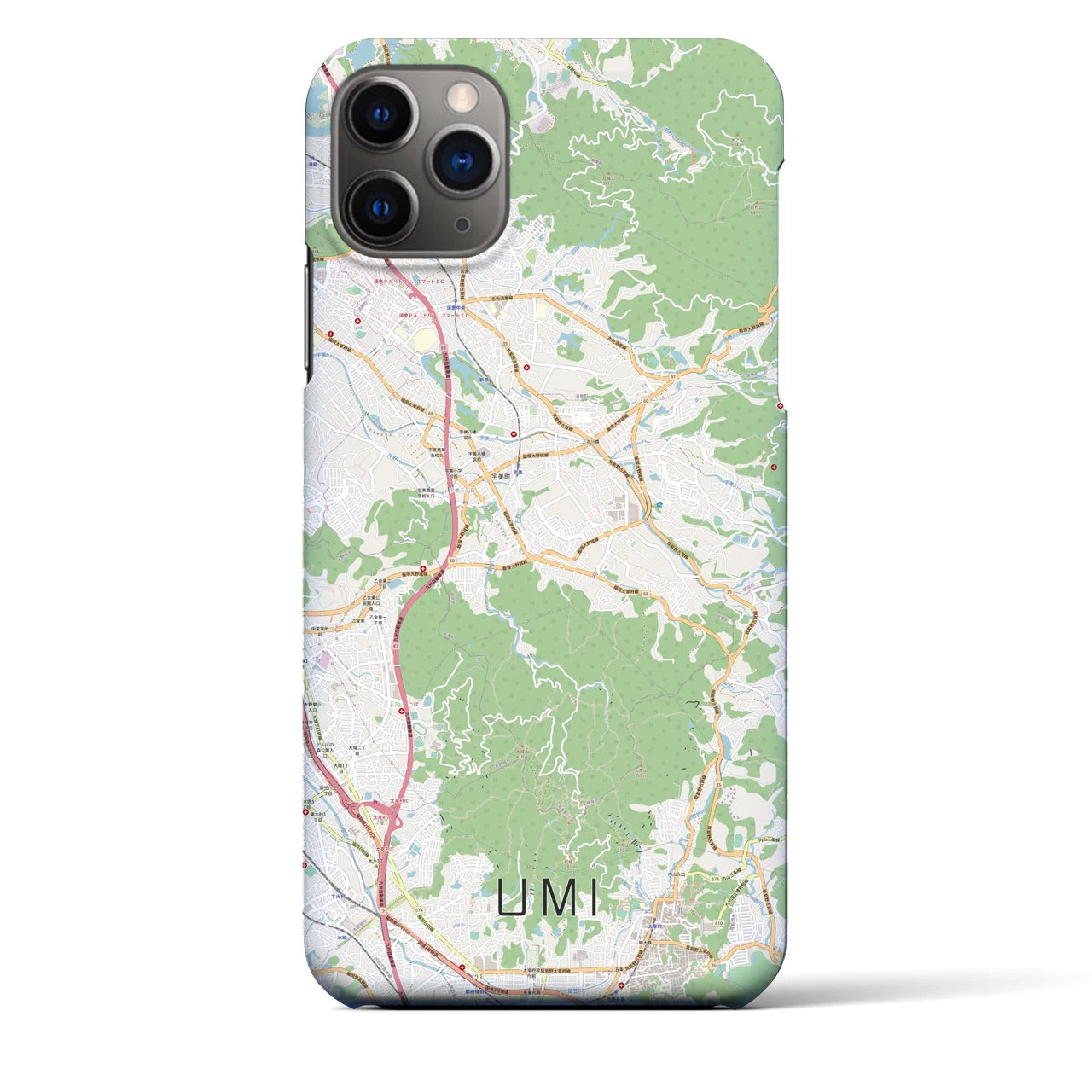 【宇美】地図柄iPhoneケース（バックカバータイプ・ナチュラル）iPhone 11 Pro Max 用