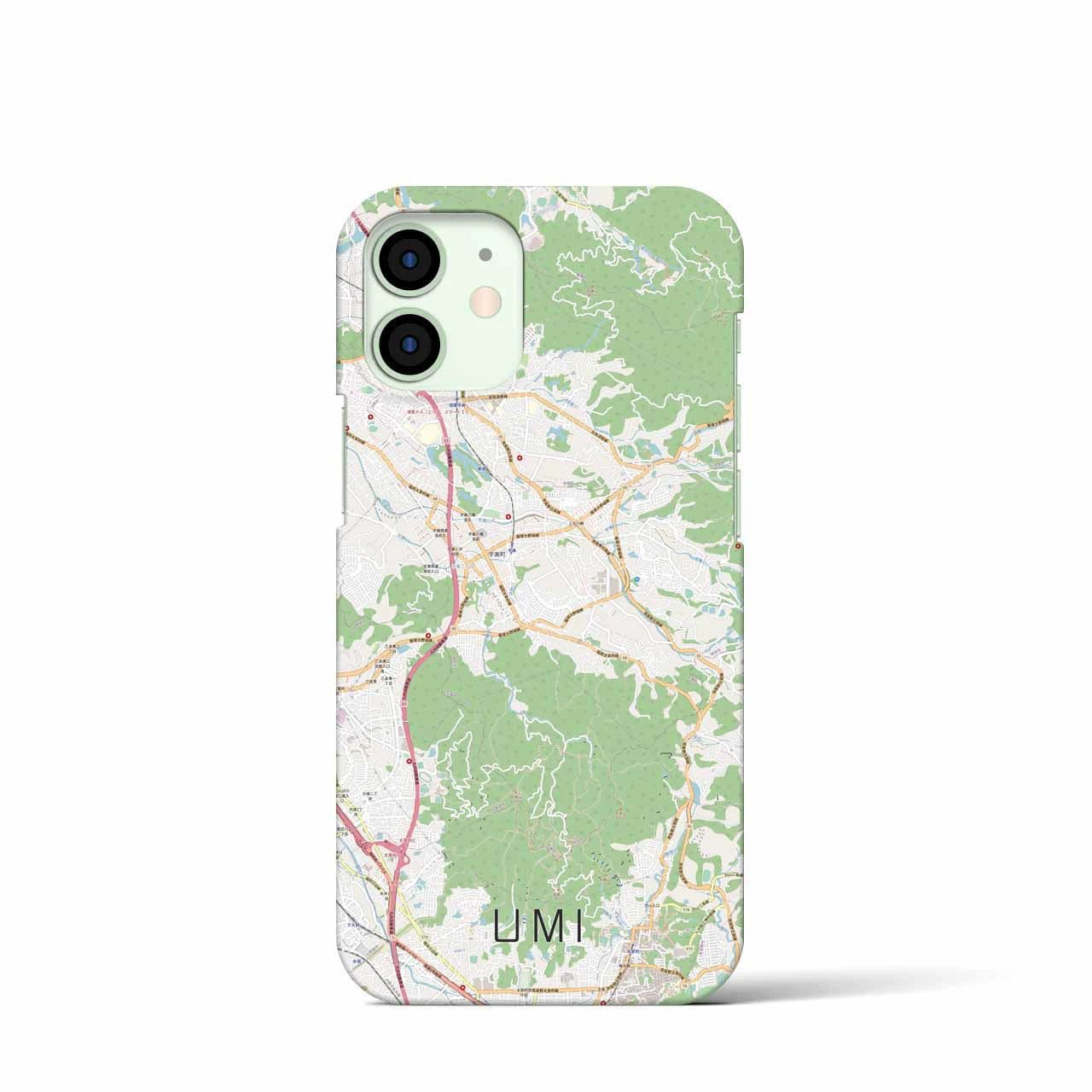 【宇美】地図柄iPhoneケース（バックカバータイプ・ナチュラル）iPhone 12 mini 用