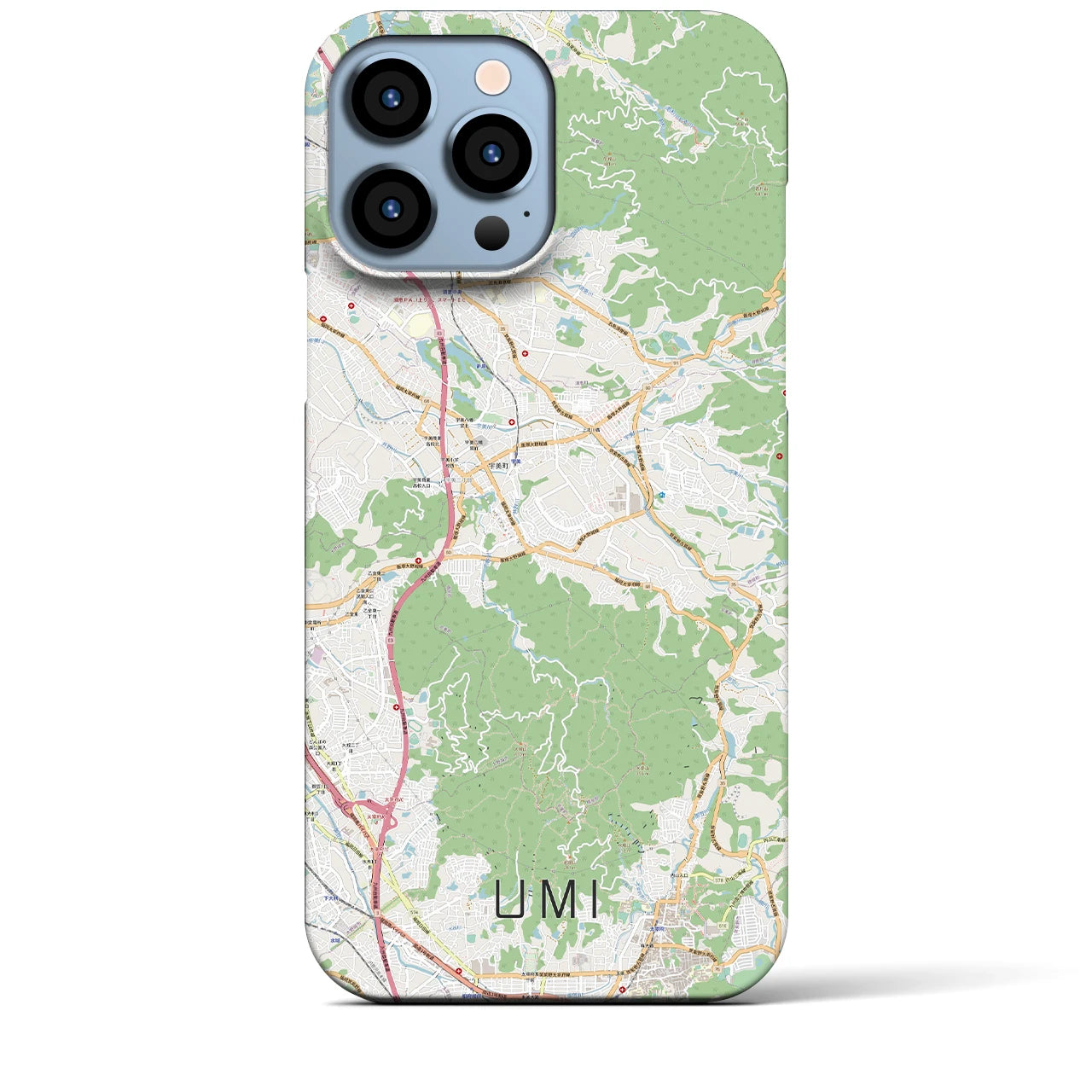 【宇美】地図柄iPhoneケース（バックカバータイプ・ナチュラル）iPhone 13 Pro Max 用