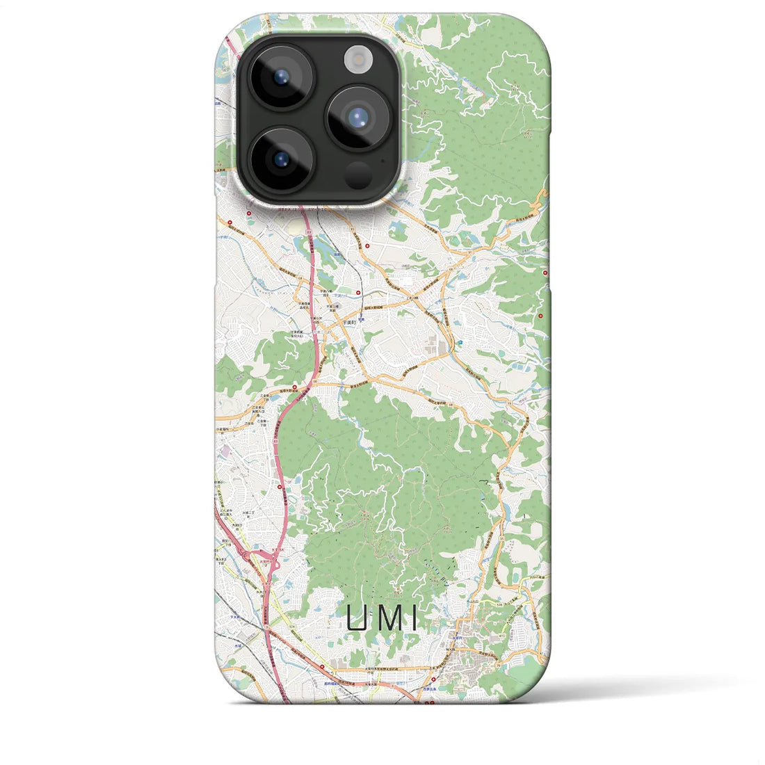 【宇美】地図柄iPhoneケース（バックカバータイプ・ナチュラル）iPhone 15 Pro Max 用