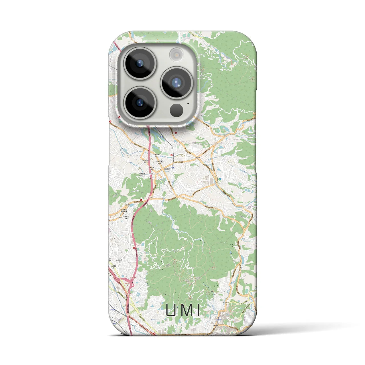 【宇美】地図柄iPhoneケース（バックカバータイプ・ナチュラル）iPhone 15 Pro 用