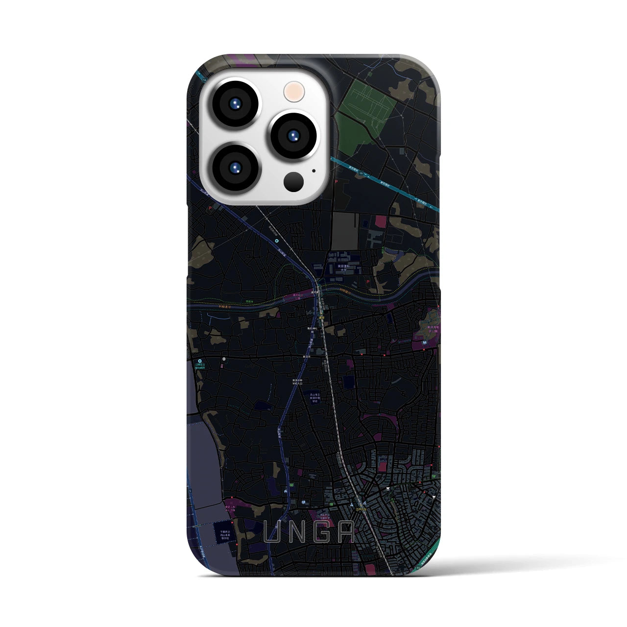 【運河】地図柄iPhoneケース（バックカバータイプ・ブラック）iPhone 13 Pro 用