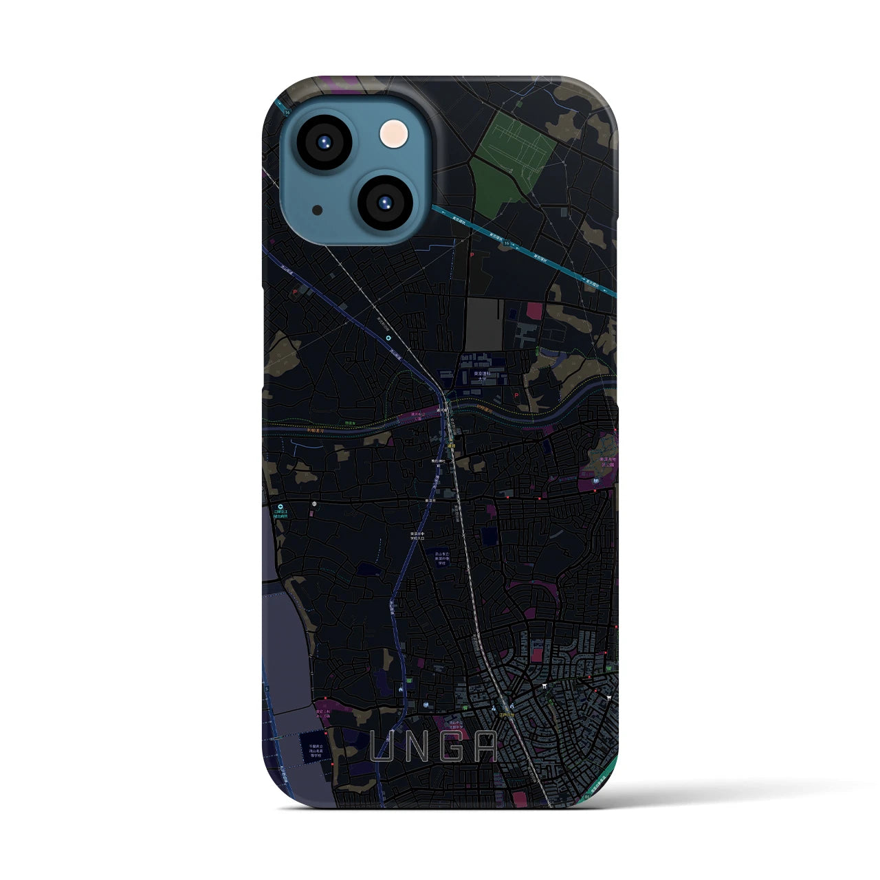 【運河】地図柄iPhoneケース（バックカバータイプ・ブラック）iPhone 13 用