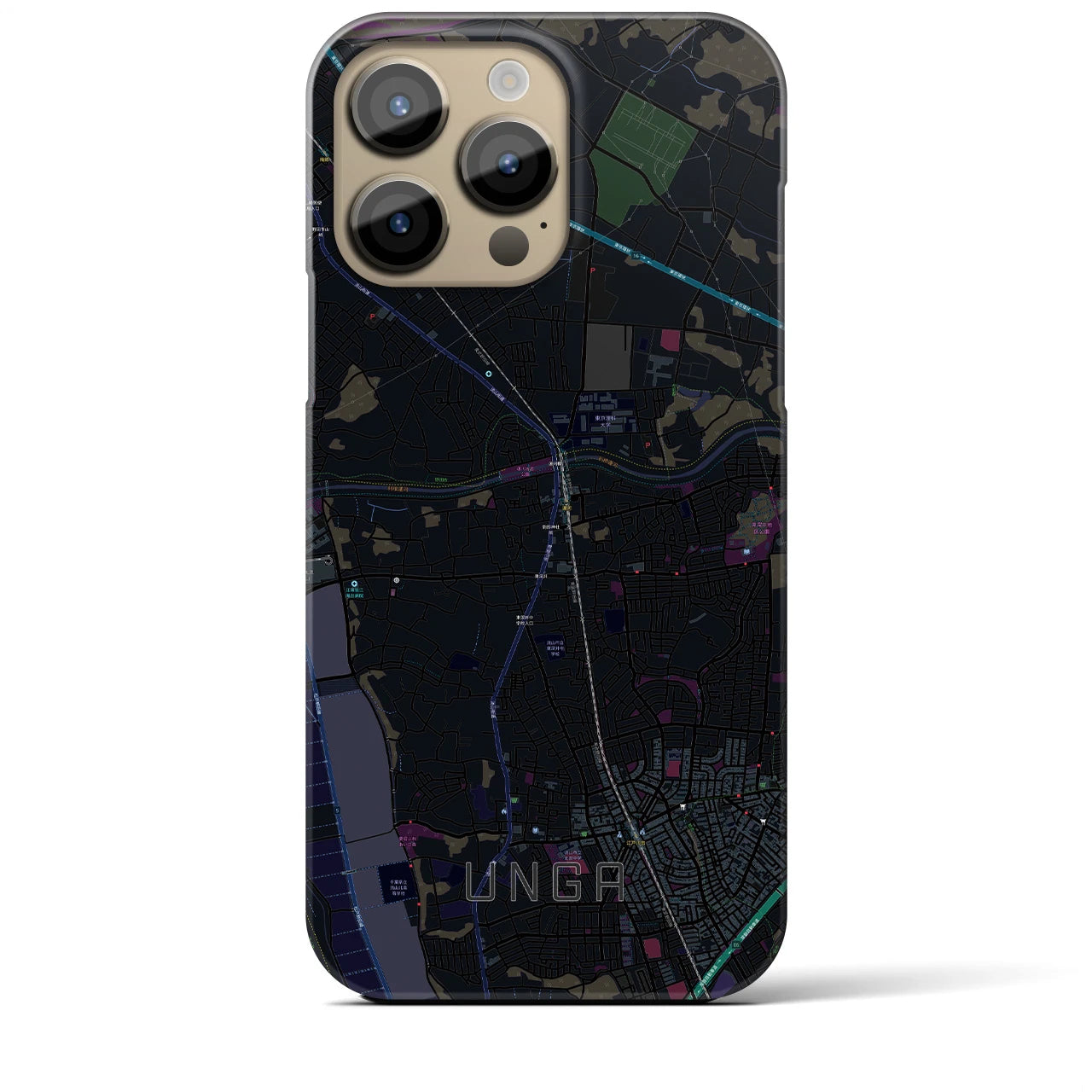 【運河】地図柄iPhoneケース（バックカバータイプ・ブラック）iPhone 14 Pro Max 用