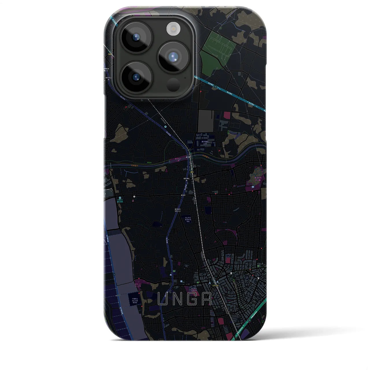 【運河】地図柄iPhoneケース（バックカバータイプ・ブラック）iPhone 15 Pro Max 用