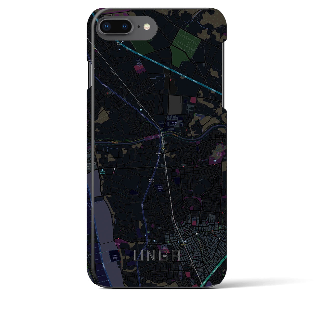 【運河】地図柄iPhoneケース（バックカバータイプ・ブラック）iPhone 8Plus /7Plus / 6sPlus / 6Plus 用