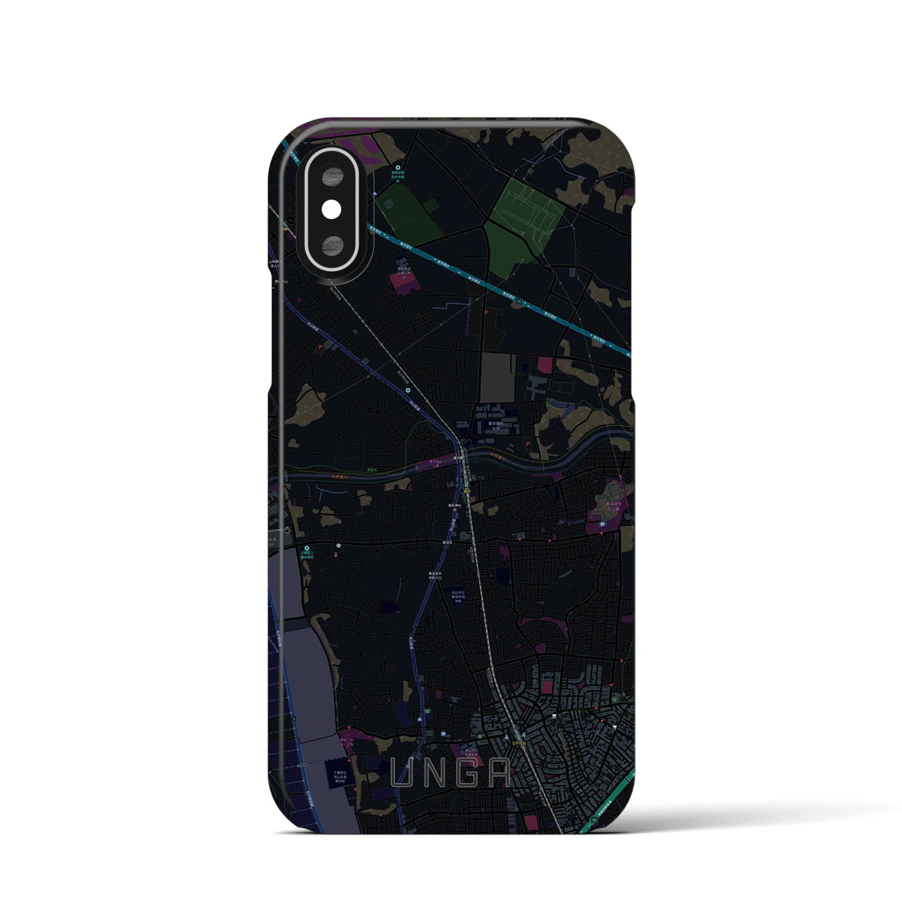 【運河】地図柄iPhoneケース（バックカバータイプ・ブラック）iPhone XS / X 用