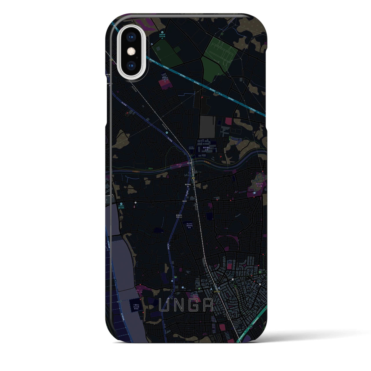 【運河】地図柄iPhoneケース（バックカバータイプ・ブラック）iPhone XS Max 用