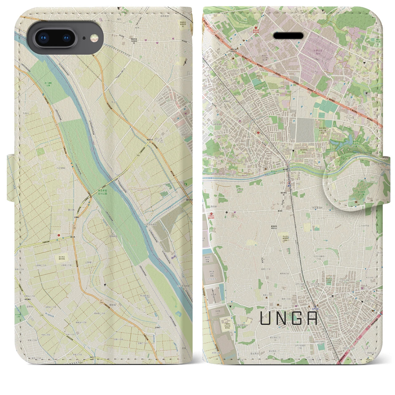 【運河】地図柄iPhoneケース（手帳両面タイプ・ナチュラル）iPhone 8Plus /7Plus / 6sPlus / 6Plus 用
