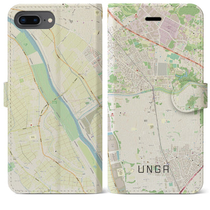 【運河（千葉県）】地図柄iPhoneケース（手帳タイプ）ナチュラル・iPhone 8Plus /7Plus / 6sPlus / 6Plus 用