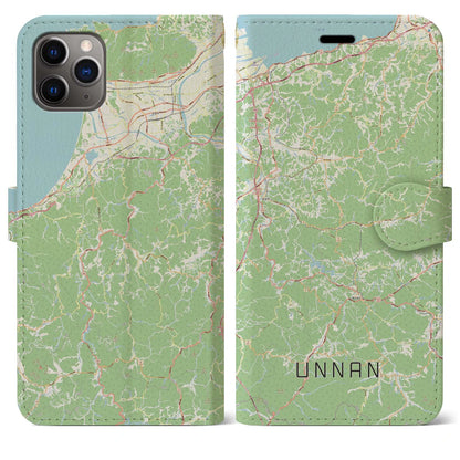 【雲南（島根県）】地図柄iPhoneケース（手帳タイプ）ナチュラル・iPhone 11 Pro Max 用