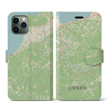 【雲南（島根県）】地図柄iPhoneケース（手帳タイプ）ナチュラル・iPhone 11 Pro 用