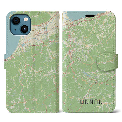 【雲南（島根県）】地図柄iPhoneケース（手帳タイプ）ナチュラル・iPhone 13 Pro 用