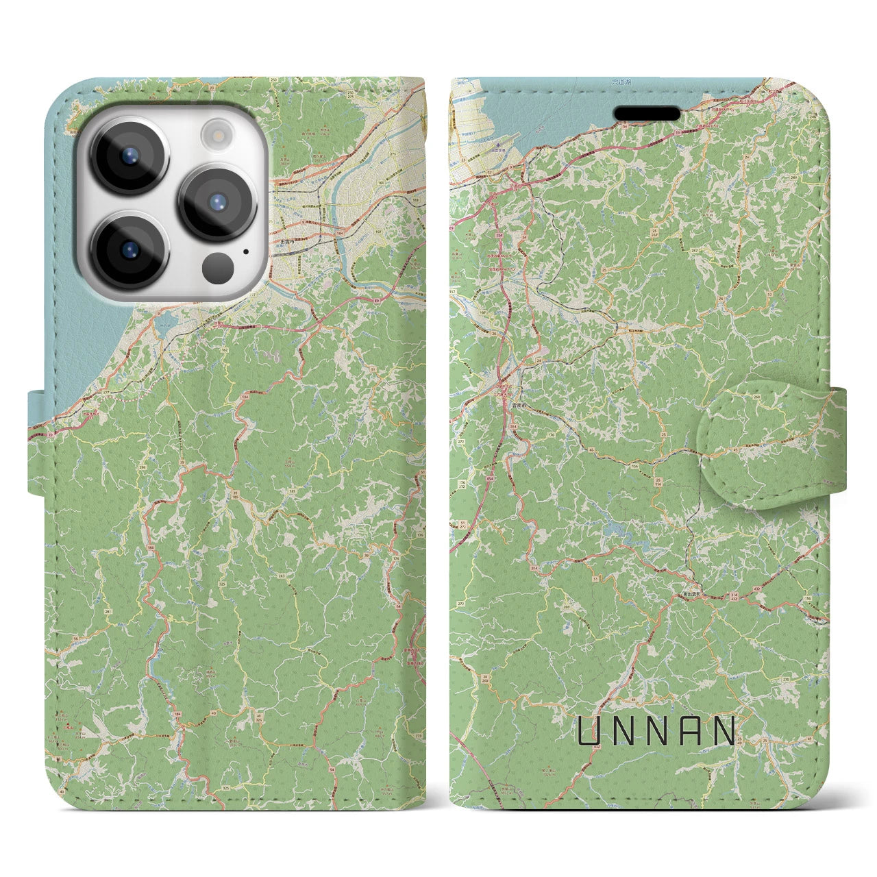 【雲南】地図柄iPhoneケース（手帳両面タイプ・ナチュラル）iPhone 14 Pro 用