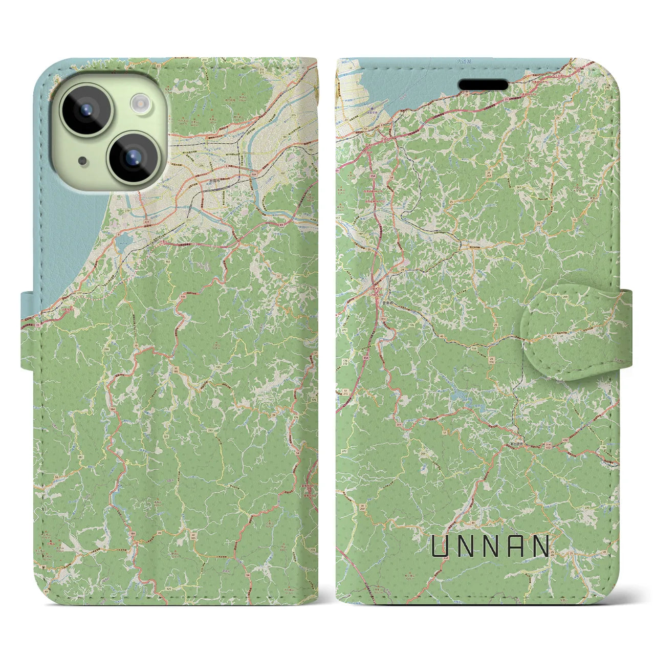 【雲南】地図柄iPhoneケース（手帳両面タイプ・ナチュラル）iPhone 15 用