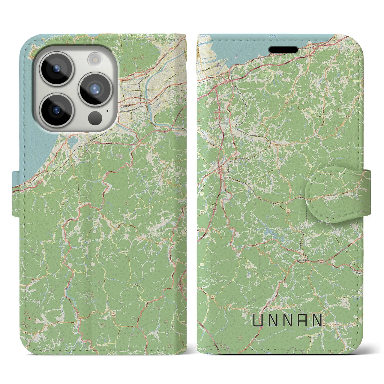 【雲南】地図柄iPhoneケース（手帳両面タイプ・ナチュラル）iPhone 15 Pro 用
