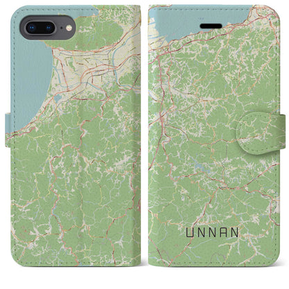 【雲南（島根県）】地図柄iPhoneケース（手帳タイプ）ナチュラル・iPhone 8Plus /7Plus / 6sPlus / 6Plus 用