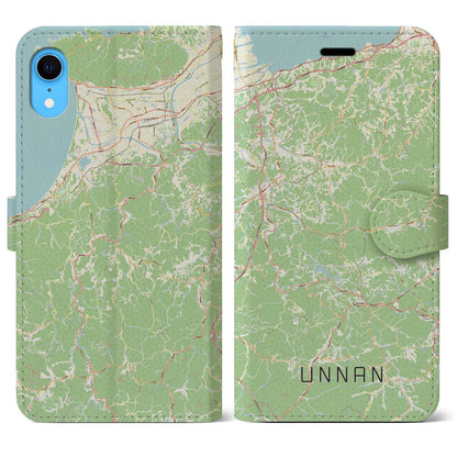 【雲南（島根県）】地図柄iPhoneケース（手帳タイプ）ナチュラル・iPhone XR 用