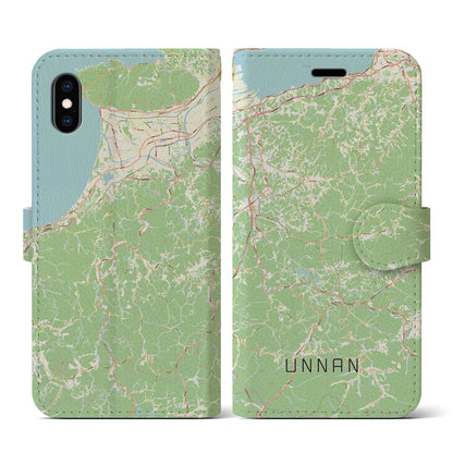 【雲南（島根県）】地図柄iPhoneケース（手帳タイプ）ナチュラル・iPhone XS / X 用