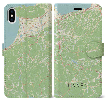 【雲南（島根県）】地図柄iPhoneケース（手帳タイプ）ナチュラル・iPhone XS Max 用