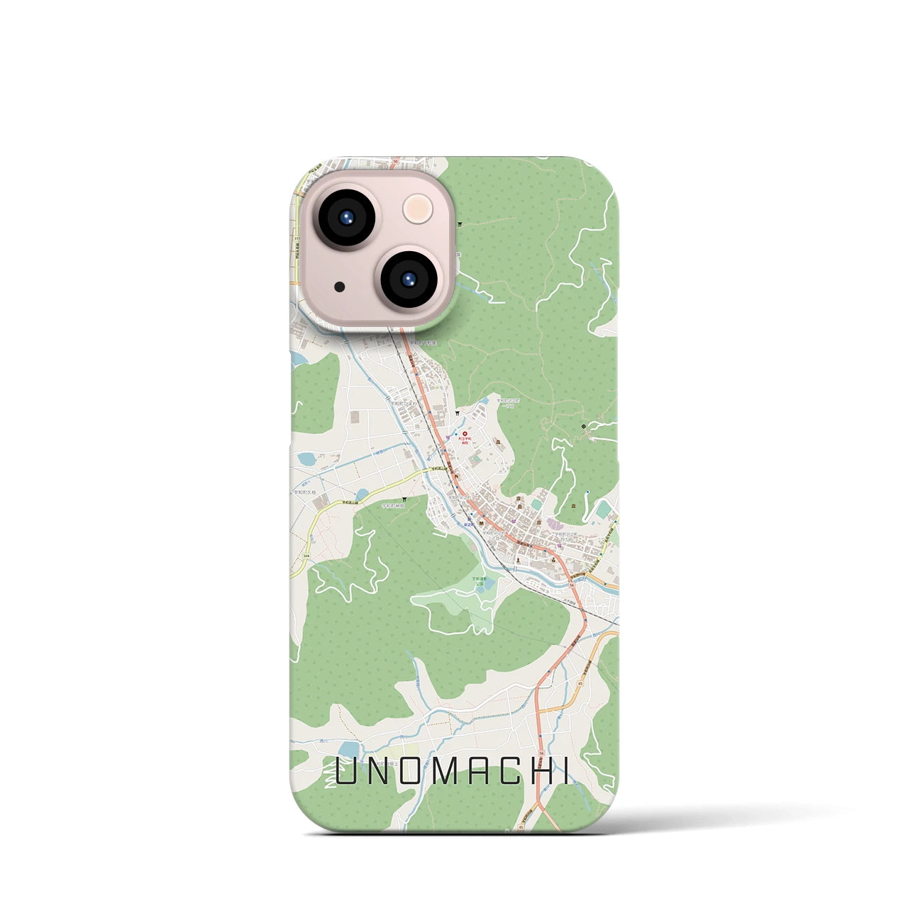 【卯之町】地図柄iPhoneケース（バックカバータイプ・ナチュラル）iPhone 13 mini 用